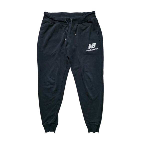 New Balance Essentials Stacked Logo Sweatpant Men’s Large Black French Terry - Picture 1 of 6